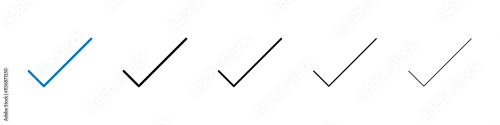 Poster checkmark icon outline vector logo for web ui