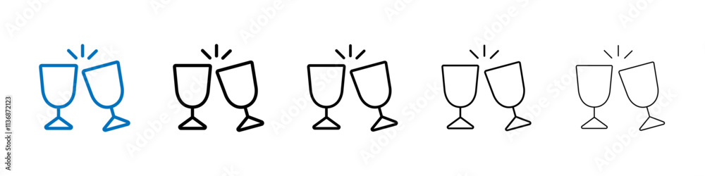 Poster clinking glasses icon outline vector logo for web ui