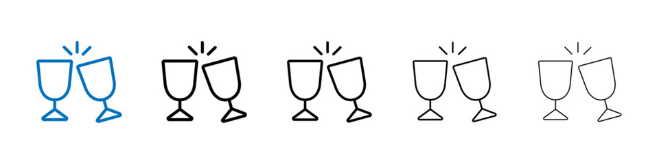Clinking glasses icon Outline vector logo for web ui