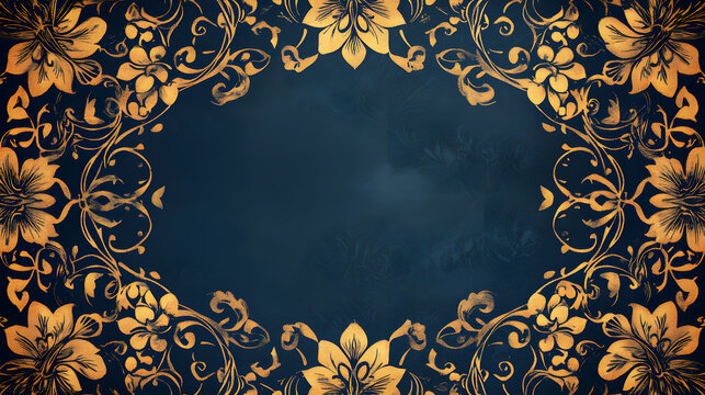 Sumptuous and Elegant Baroque Frame with Rich Floral Patterns Tailored for Exquisite Formal Invitations and Chic Graphic Design Works