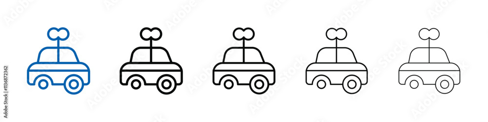 Poster Clockwork car toy icon Outline vector logo for web ui