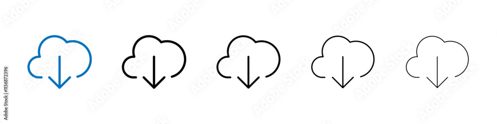 Poster cloud download icon outline vector logo for web ui