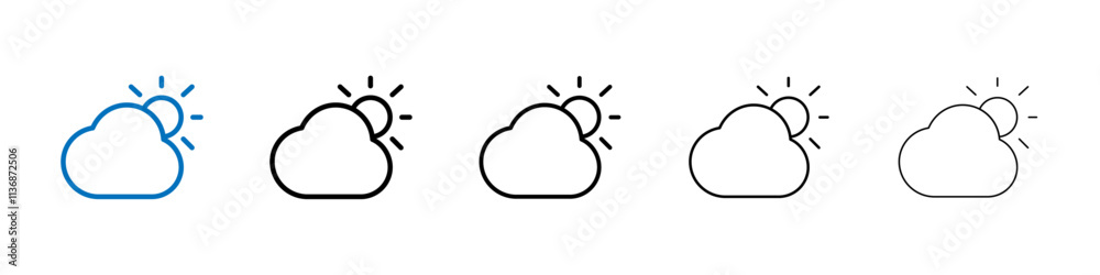 Poster cloud sun icon outline vector logo for web ui