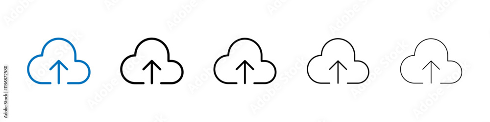 Aufkleber Cloud upload icon Outline vector logo for web ui