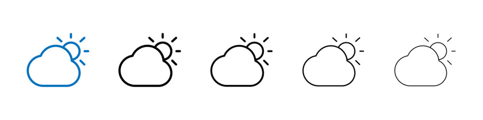Cloud sun icon Outline vector logo for web ui