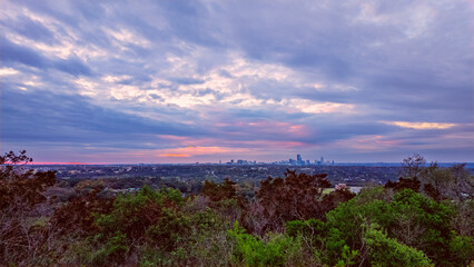 Sunrise, Downtown Austin, Texas. Circa 2023.