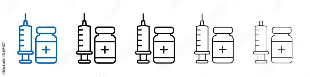 Aufkleber covid 19 vaccine icon outline vector logo for web ui