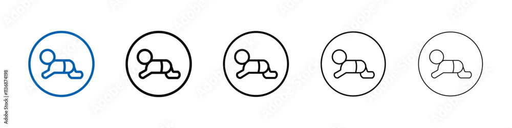 Poster crawling baby icon outline vector logo for web ui