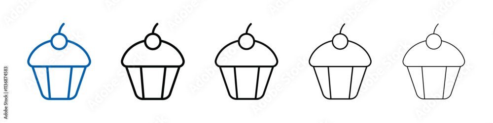 Poster Cupcake icon Outline vector logo for web ui
