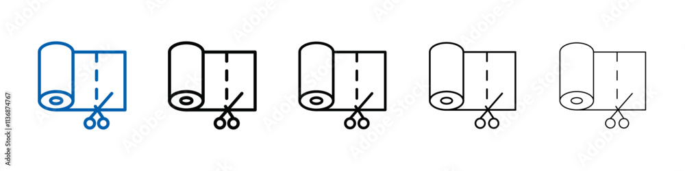 Poster Cut roll of fabric icon Outline vector logo for web ui