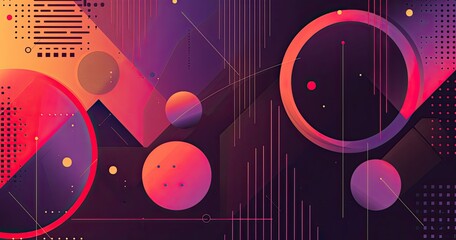 Obraz premium Abstract design featuring geometric shapes in vibrant colors and modern patterns.