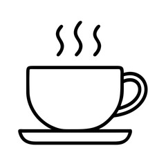 hot cup of tea or coffee icon, lazy day line art, lazy day icon - simple black line art icon of hot cup of tea or coffee, symbolizing lazy day celebrations. lazy day vector art.