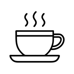 hot cup of tea or coffee icon, lazy day line art, lazy day icon - simple black line art icon of hot cup of tea or coffee, symbolizing lazy day celebrations. lazy day vector art.