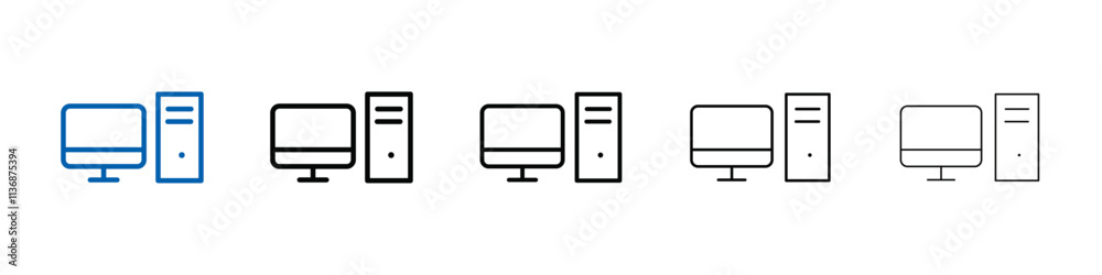 Aufkleber Desktop computer icon Outline vector logo for web ui