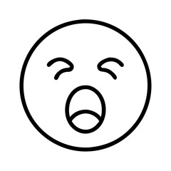 yawning face emoji icon, lazy day line art, lazy day icon - simple black line art icon of yawning face emoji, symbolizing lazy day celebrations. lazy day vector art.