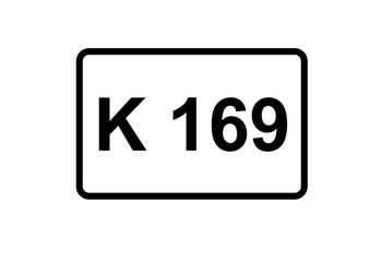 Illustration eines Kreisstraßenschildes der K 169 in Deutschland	