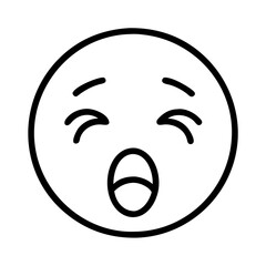 yawning face emoji icon, lazy day line art, lazy day icon - simple black line art icon of yawning face emoji, symbolizing lazy day celebrations. lazy day vector art.
