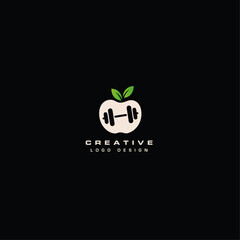Fitness apple logo icon flat vector design