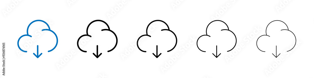 Poster download from cloud icon outline vector logo for web ui