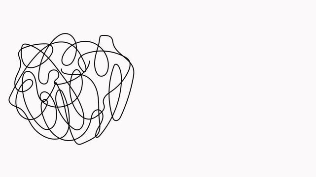 Chaos and mess circle continuous line drawn animation. Psychotherapy linear concept video. Problem solution symbol.