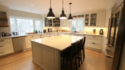 Fototapeta premium Cozy and Inviting Modern Farmhouse-Style Kitchen with Wooden Accents