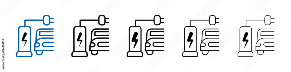 Poster electric vehicle icon outline vector logo for web ui