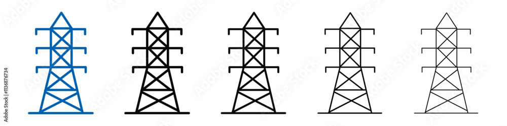 Poster electrical energy tower icon outline vector logo for web ui