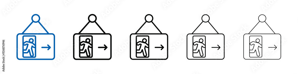 Poster emergency exit icon outline vector logo for web ui