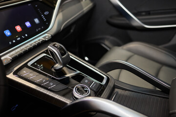 Obraz premium Macro shot of a car gear lever an essential auto part