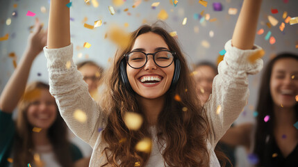 Worker sharing the good news over a phone call with a cheerful expression, Bonus celebration, sharing the moment