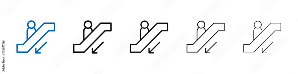 Poster escalator down icon outline vector logo for web ui