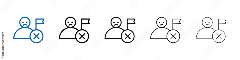 Aufkleber fail or failure icon outline vector logo for web ui