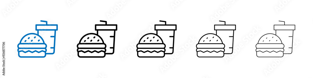 Poster fast food icon outline vector logo for web ui