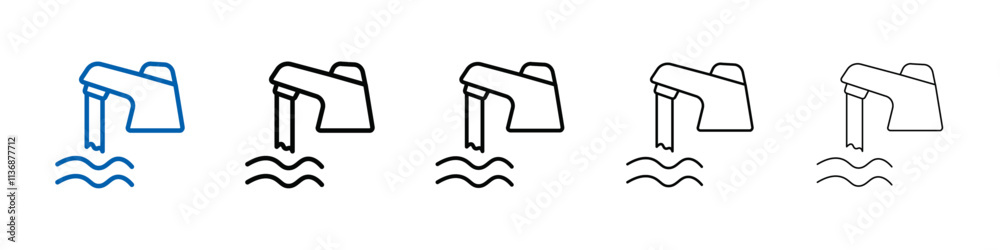 Poster faucet tap water icon outline vector logo for web ui