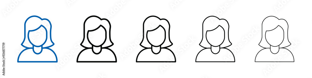 Poster female avatar icon outline vector logo for web ui