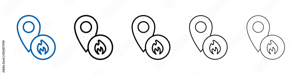 Poster fire location icon outline vector logo for web ui