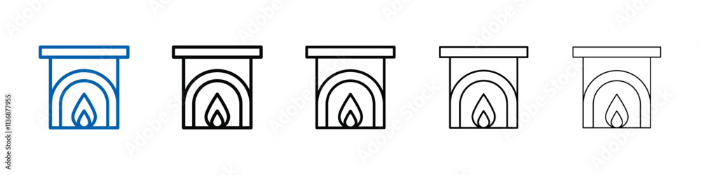 Poster Fireplace icon Outline vector logo for web ui