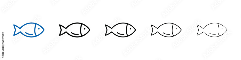 Aufkleber fish icon outline vector logo for web ui