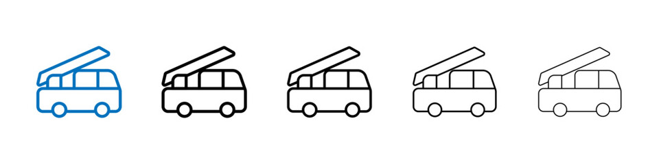 Fire truck icon Outline vector logo for web ui