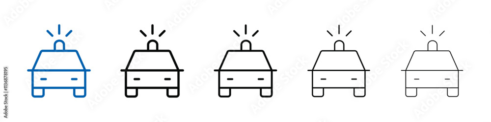 Poster flashing police car icon outline vector logo for web ui