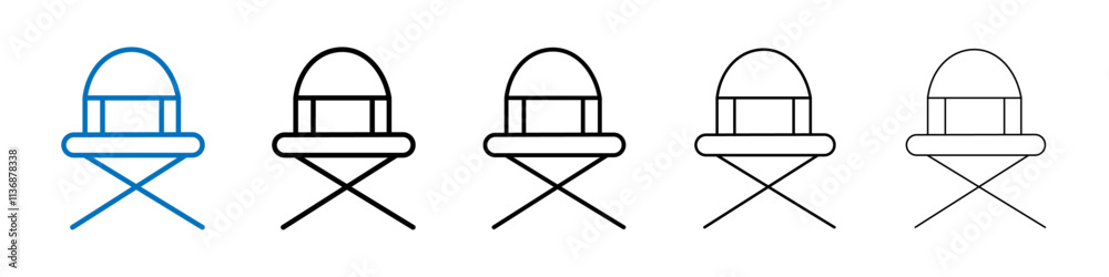 Poster folding chair icon outline vector logo for web ui
