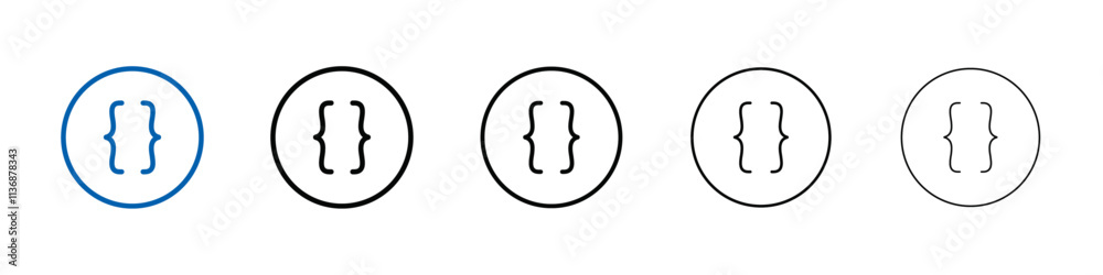 Aufkleber font brackets icon outline vector logo for web ui