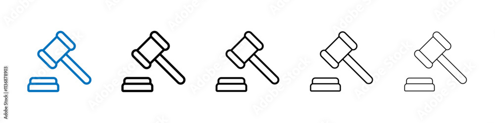 Poster gavel icon outline vector logo for web ui
