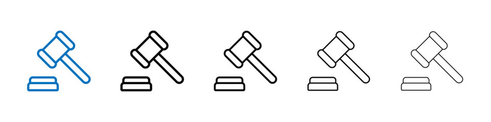 Gavel icon Outline vector logo for web ui