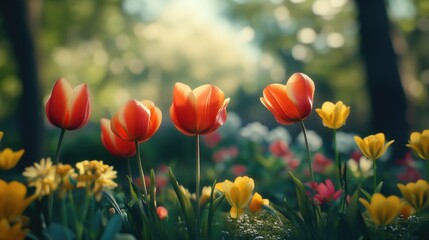 Tulips in sunlight