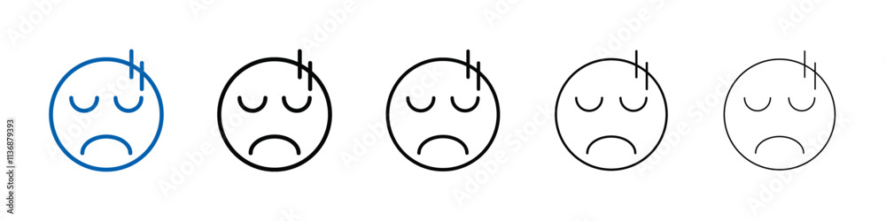 Poster guilty face emoji icon outline vector logo for web ui
