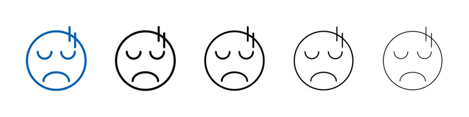 Guilty face emoji icon Outline vector logo for web ui