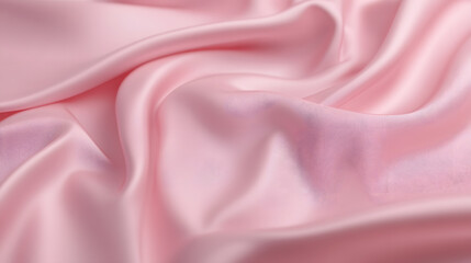 Obraz premium Close-up of pink satin fabric with ripples and a soft sheen in high definition. Elegant texture concept