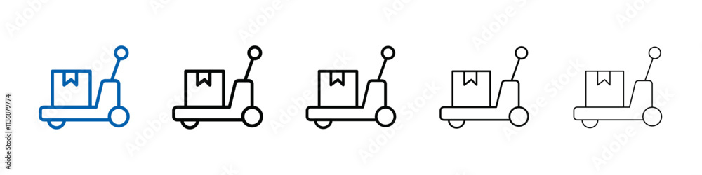 Poster hand pallet jack icon outline vector logo for web ui