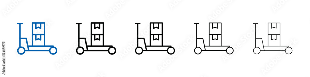 Poster hand pallet jack icon outline vector logo for web ui